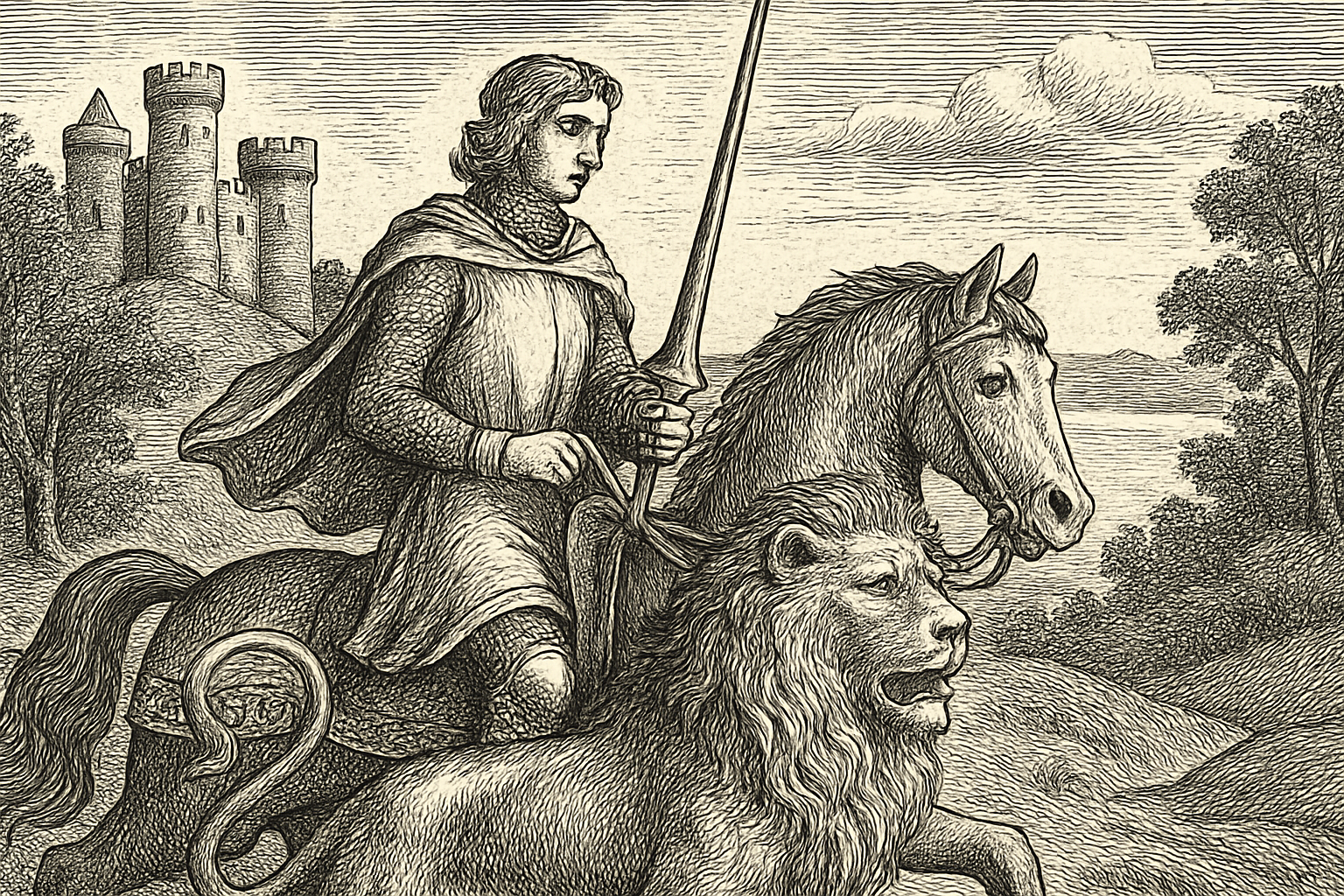 Illustration de Yvain le Chevalier au Lion de Anne-Marie Cadot-Colin