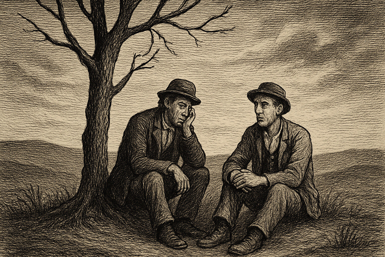 Illustration de En attendant Godot de Samuel Beckett