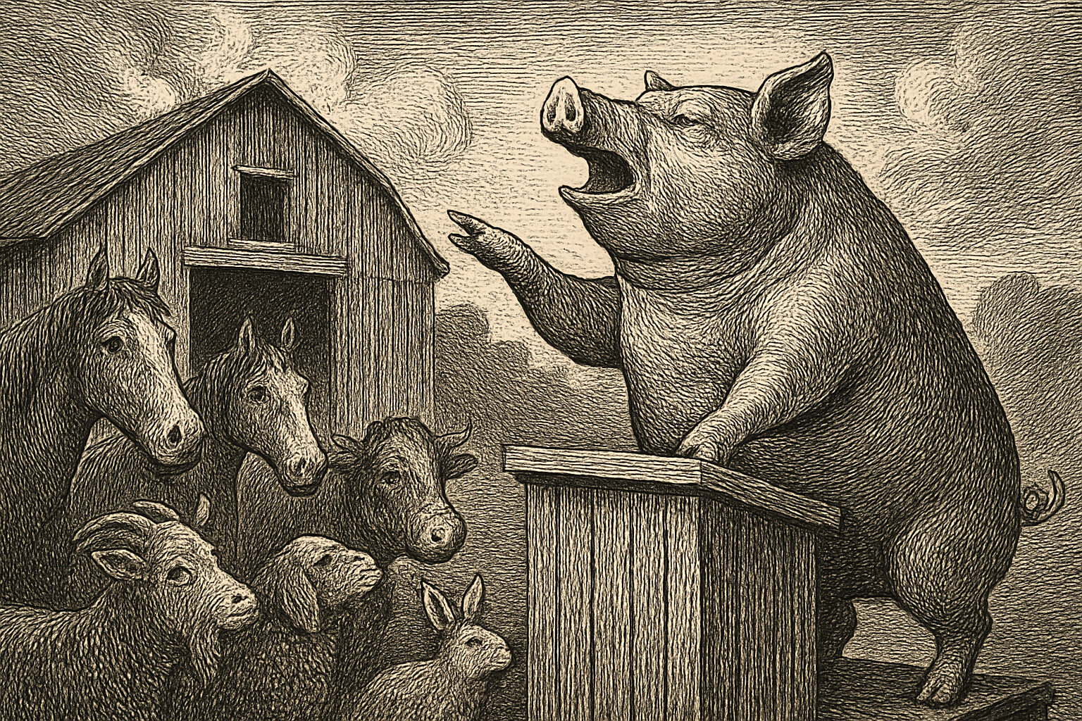 Illustration de La Ferme des animaux de George Orwell