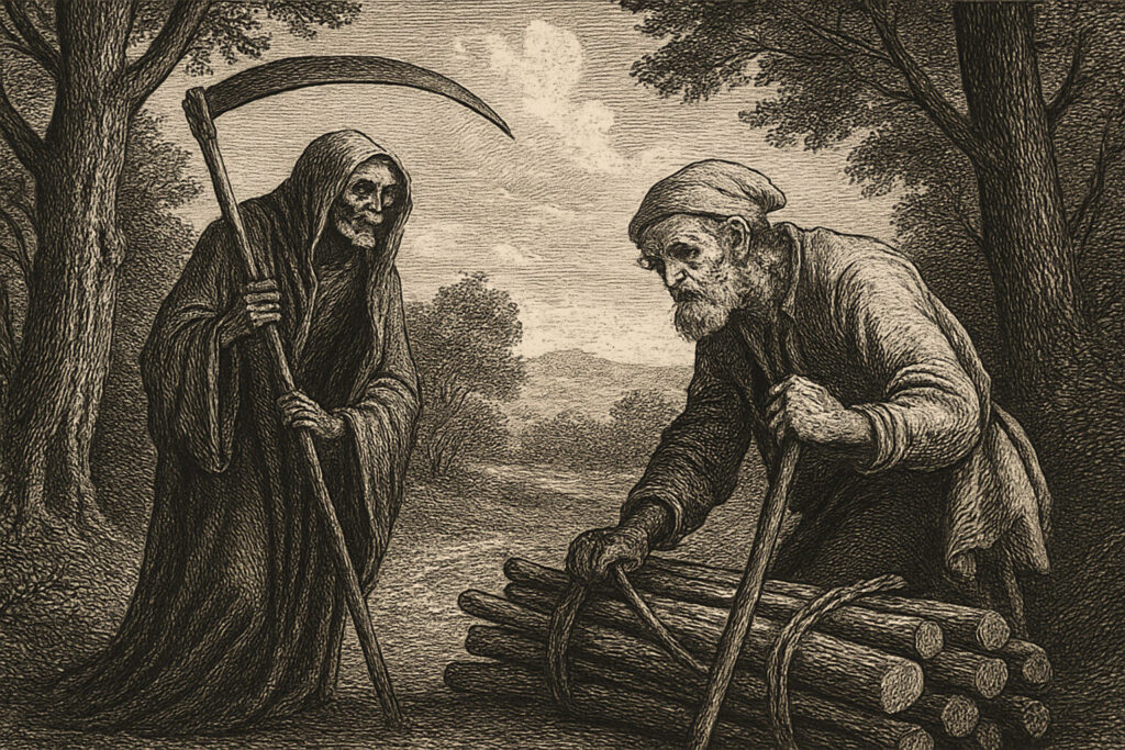 Illustration de La Mort et le Bûcheron de Jean de La Fontaine