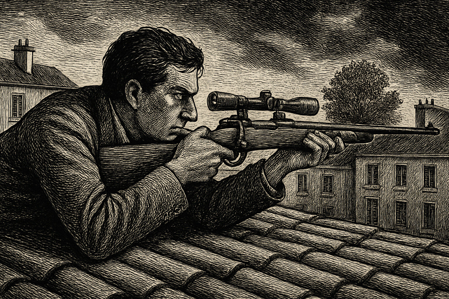 Illustration de La position du tireur couché de Jean-Patrick Manchette