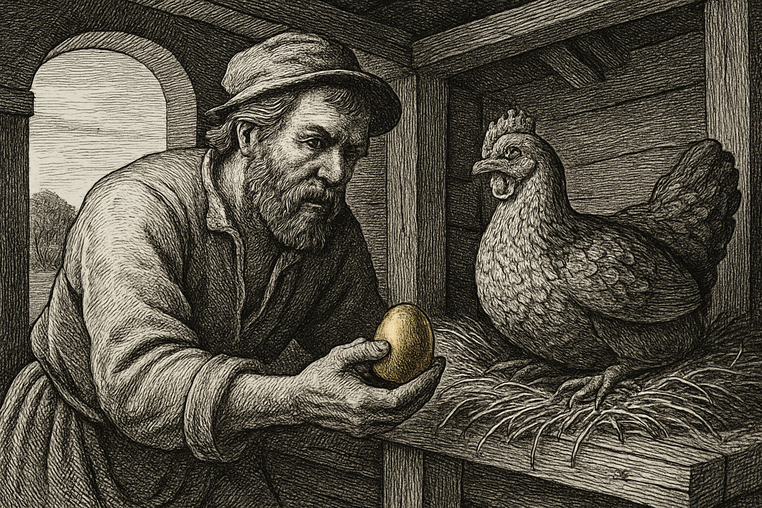 Illustration de La Poule aux œufs d'or de Jean de La Fontaine
