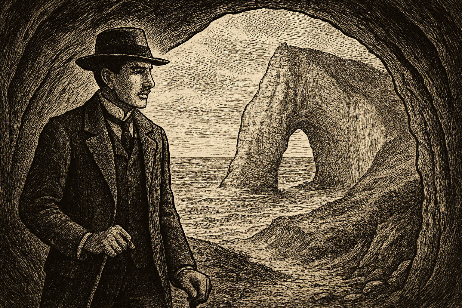 Illustration de L’Aiguille creuse de Maurice Leblanc