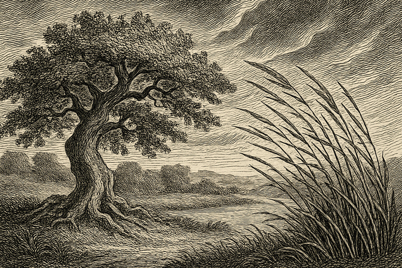 Illustration de Le Chêne et le Roseau de Jean de La Fontaine