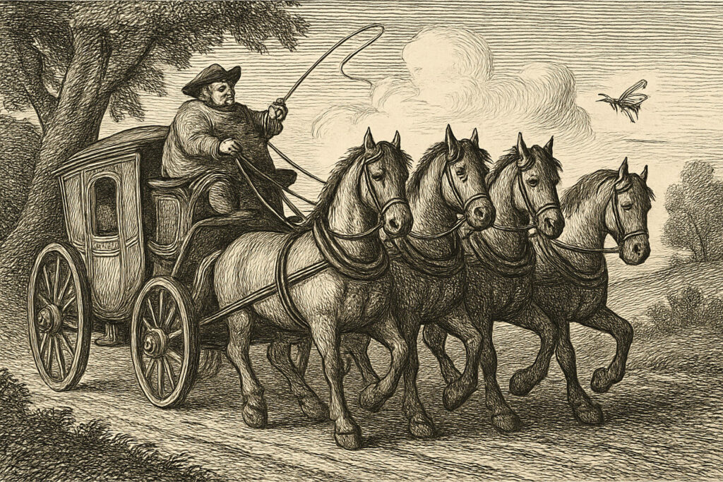 Illustration de Le Coche et la Mouche de Jean de La Fontaine