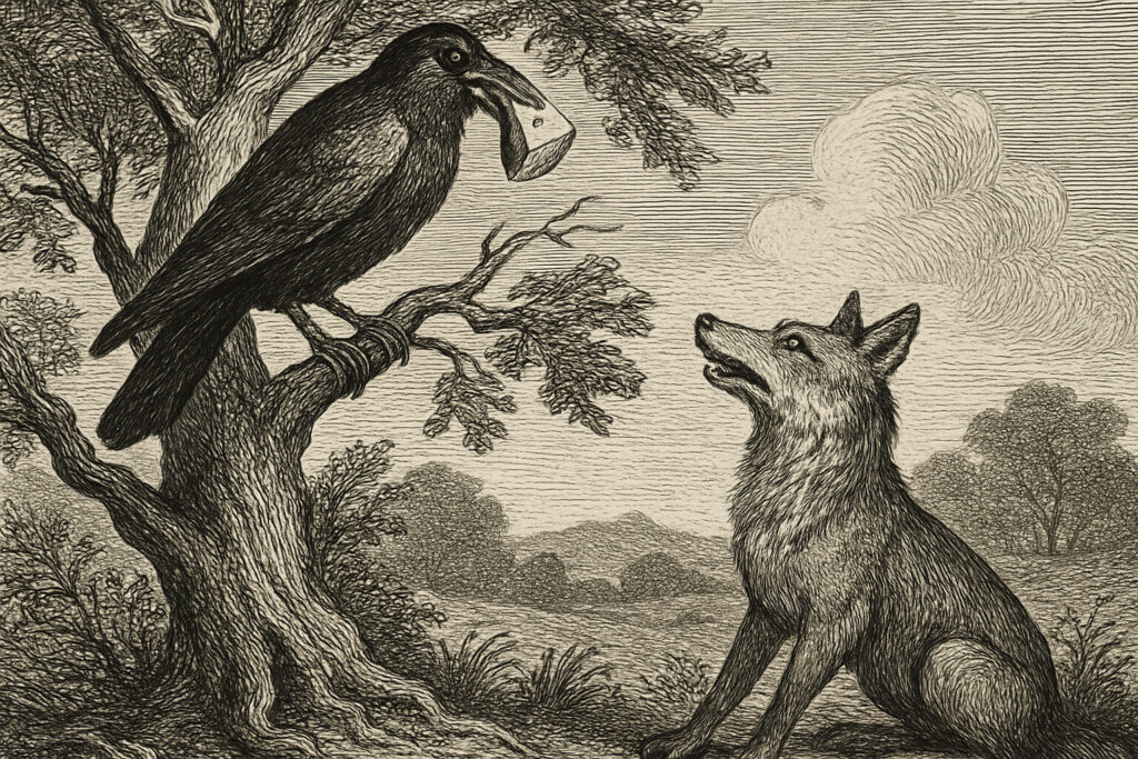 Illustration de Le Corbeau et le Renard de Jean de La Fontaine