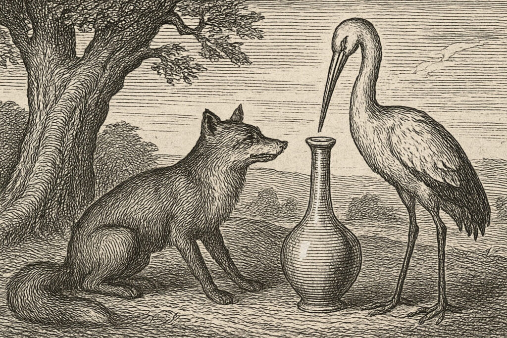Illustration de Le Renard et la Cigogne de Jean de La Fontaine
