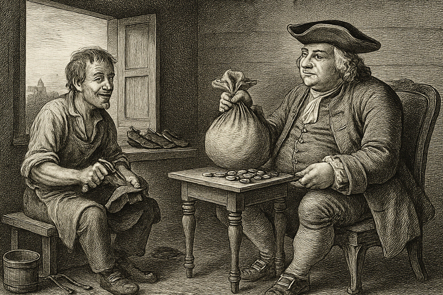 Illustration de Le Savetier et le Financier de Jean de La Fontaine