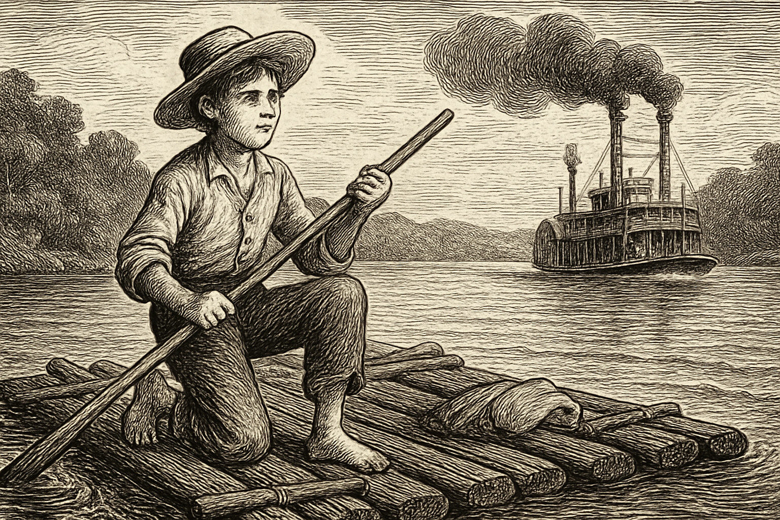 Illustration de Les Aventures de Huckleberry Finn de Mark Twain