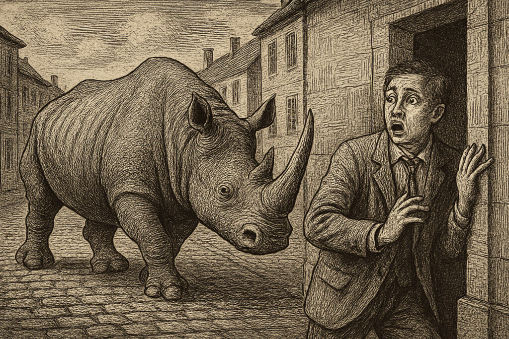 Illustration de Rhinocéros de Eugène Ionesco