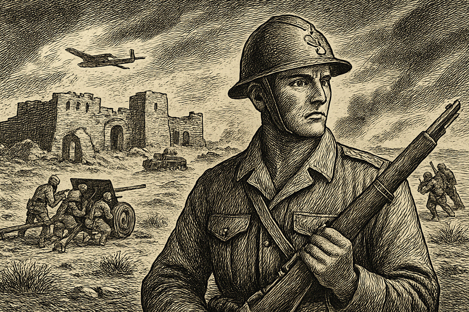 Illustration de La Bataille de Bir Hakeim de Dominique Lormier