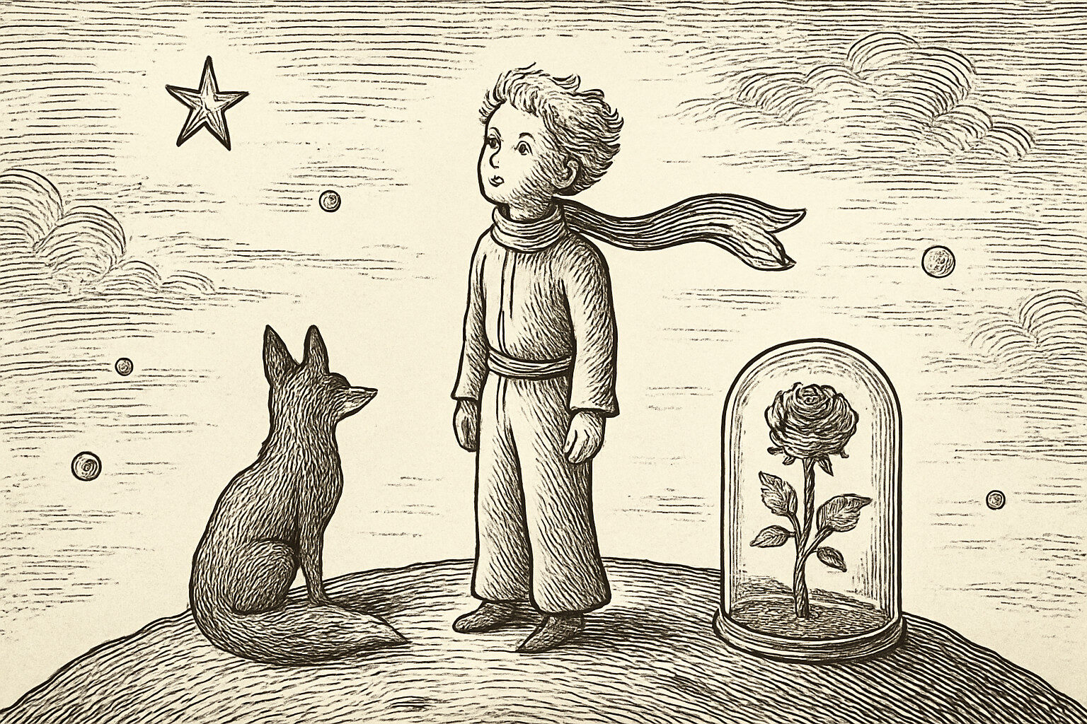 Illustration de Le Petit Prince résumé de Saint Exupéry