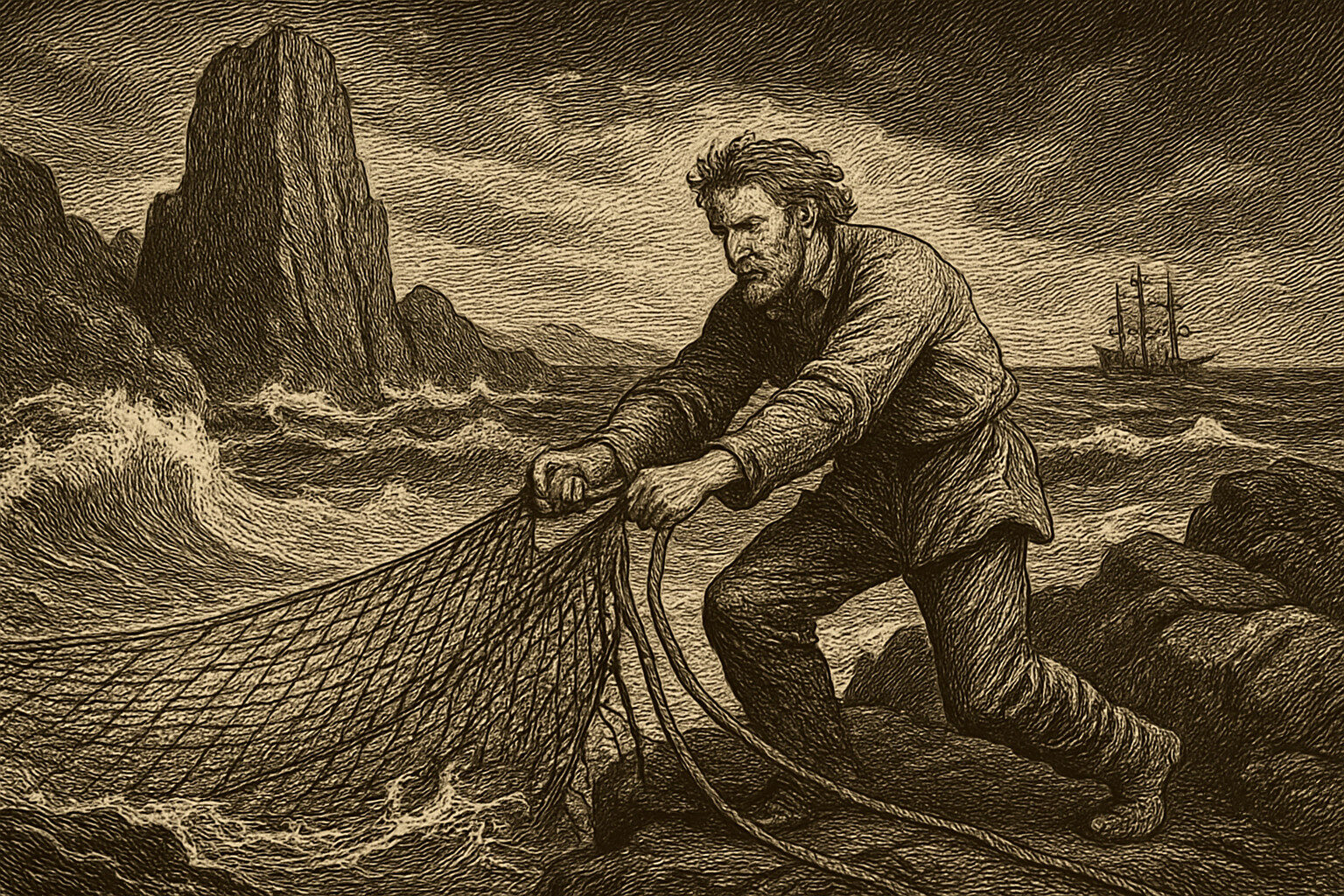 Illustration de Les Travailleurs de la mer de Victor Hugo