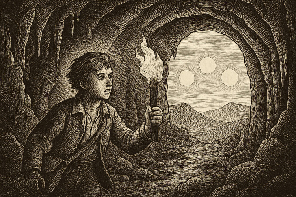 Illustration de La caverne des trois soleils de Timothée de Fombelle
