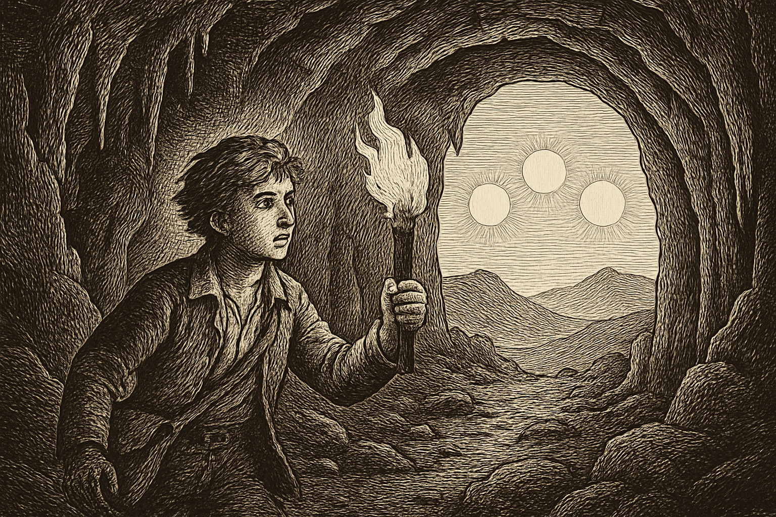 Illustration de La caverne des trois soleils de Timothée de Fombelle
