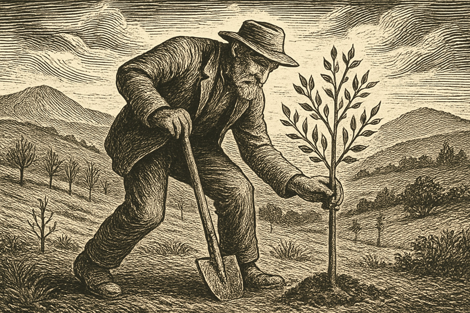 Illustration de L'homme qui plantait des arbres de Jean Giono
